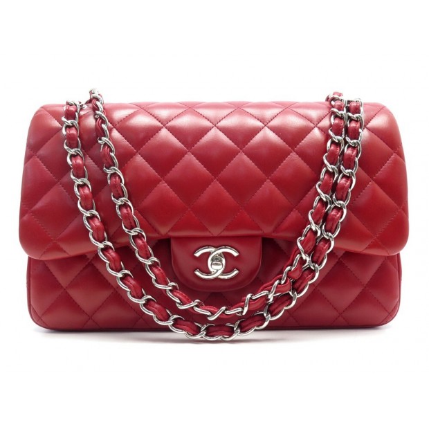 SAC A MAIN CHANEL GRAND CLASSIQUE TIMELESS JUMBO CUIR MATELASSE ROUGE BAG 10500€