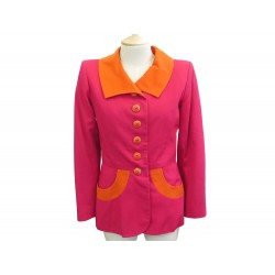 VINTAGE VESTE YVES SAINT LAURENT RIVE GAUCHE TAILLE 34 S COTON ROSE JACKET 1890€