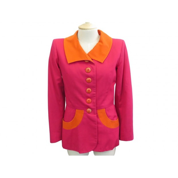 VINTAGE VESTE YVES SAINT LAURENT RIVE GAUCHE TAILLE 34 S COTON ROSE JACKET 1890€