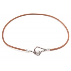 NEUF COLLIER BRACELET HERMES JUMBO ARGENTE EN CUIR MARRON + SAC NECKLACE 295€