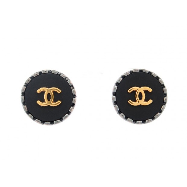 BOUCLES D'OREILLES RONDES CHANEL LOGO CC EN METAL ARGENTE + BOITE EARRINGS 560€