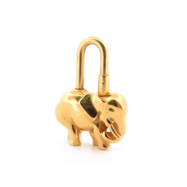 RARE CADENAS HERMES CHARM ELEPHANT EN METAL DORE PENDENTIF PORTE CLE PADLOCK