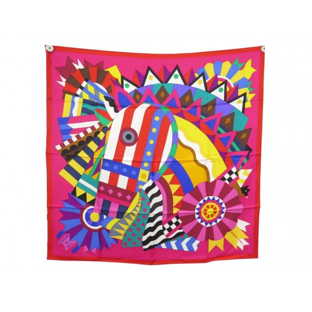 NEUF FOULARD HERMES CHEVAL DE FETE BAJTLIK CARRE 90 EN SOIE NEW SILK SCARS 410€