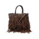 SAC A MAIN PRADA CABAS A FRANGES CUIR MARRON BANDOULIERE LEATHER HAND BAG 1770€