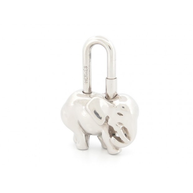 RARE CADENAS HERMES CHARM ELEPHANT 1988 ARGENTE PENDENTIF PORTE CLES PADLOCK