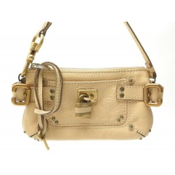 SAC A MAIN CHLOE POCHETTE PADDINGTON EN CUIR GRAINE BEIGE HAND BAG POUCH 550€