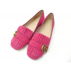 CHAUSSURES GUCCI BALLERINES MARMONT 453373 38 IT 39 FR EN DAIM ROSE SHOES 750€