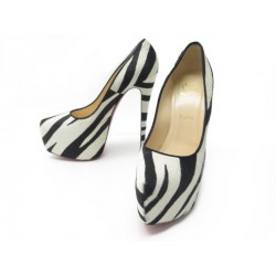 CHAUSSURES ESCARPINS CHRISTIAN LOUBOUTIN NEW DAFODILLE PONY ZEBRA 39 SHOES 1200€