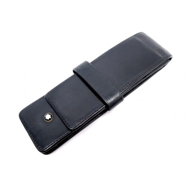 ETUI MONTBLANC MEISTERSTUCK POUR 2 STYLOS EN CUIR NOIR LEATHER PENS CASE 170€