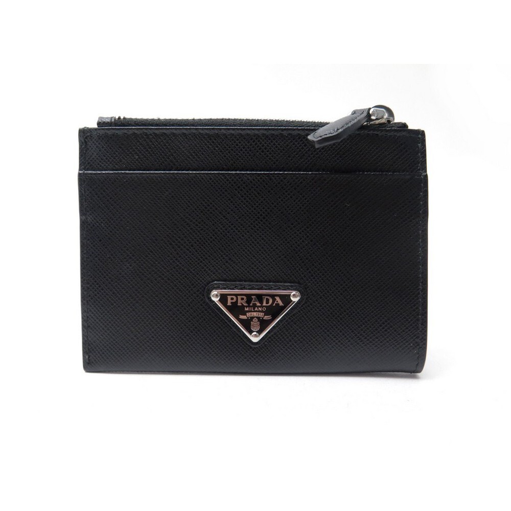 porte cartes prada en cuir saffiano noir card