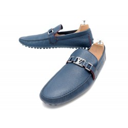 CHAUSSURES MOCASSINS LOUIS VUITTON HOCKENHEIM 11 45 CUIR BLEU MARINE SHOES 620€