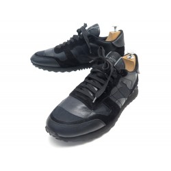 CHAUSSURES VALENTINO BASKETS ROCKRUNNER 45 TOILE & CUIR NOIR SNEAKERS SHOES 620€