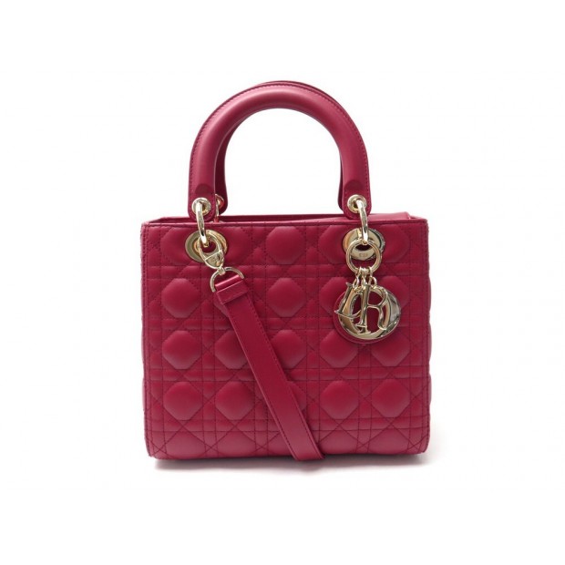 NEUF SAC A MAIN CHRISTIAN DIOR LADY M CUIR CANNAGE FRAMBOISE BOITE NEW BAG 5000€