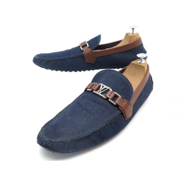 CHAUSSURES LOUIS VUITTON MOCASSINS HOCKENHEIM DENIM 12 46 TOILE BLEU SHOES 620€