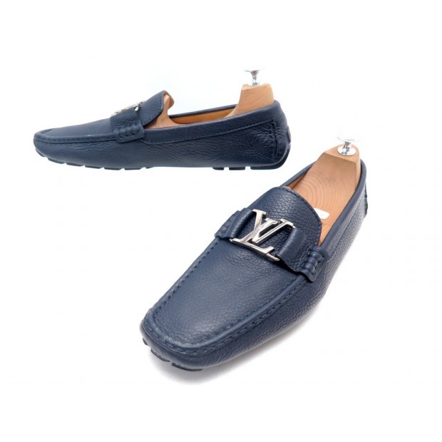 CHAUSSURES MOCASSINS LOUIS VUITTON 10 44 MONTE CARLO CUIR BLEU MARINE SHOES 620€