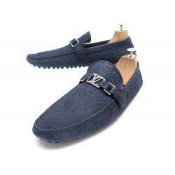 CHAUSSURES LOUIS VUITTON MOCASSINS HOCKENHEIM 11 45 CUIR SUEDE BLEU SHOES 620€