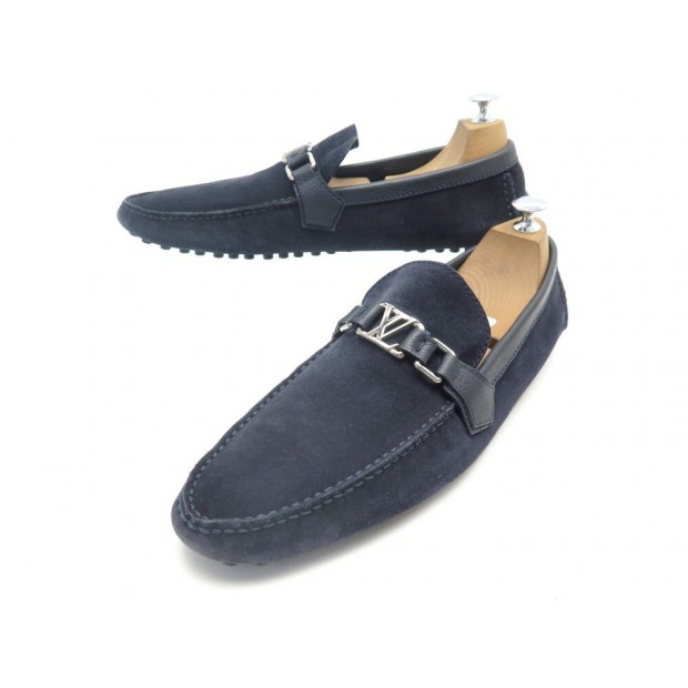 CHAUSSURES LOUIS VUITTON MOCASSINS HOCKENHEIM 11 45 EN DAIM BLEU SHOES 620€