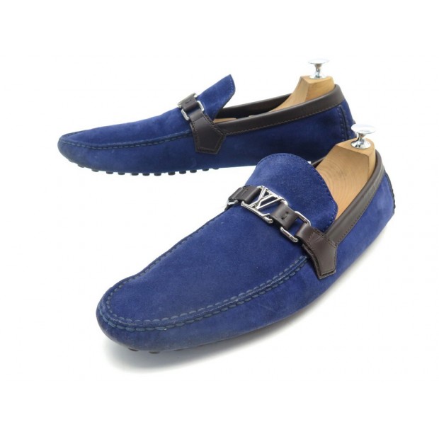 CHAUSSURES LOUIS VUITTON MOCASSINS HOCKENHEIM 12 46 EN DAIM BLEU SHOES 620€