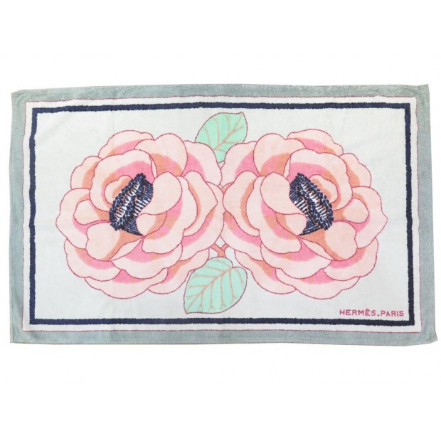 NEUF DRAP DE PLAGE HERMES ROSES FLEURS SERVIETTE DE BAIN COTON BEACH TOWEL 475€