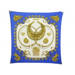 FOULARD HERMES LES CAVALIERS D'OR RYBALTCHENKO CARRE 90 PLISSE SOIE SCARF 410€