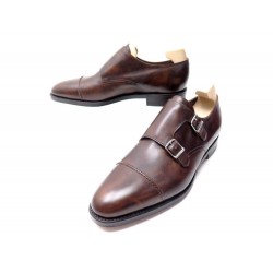 NEUF CHAUSSURES JOHN LOBB WILLIAM II BI BOUCLES 10E 44 CUIR MARRON SHOES 1435€