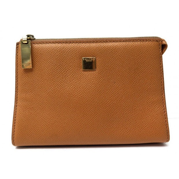 VINTAGE POCHETTE TROUSSE CELINE EN CUIR GRAINE CAMEL 18CM LEATHER POUCH BAG 650€