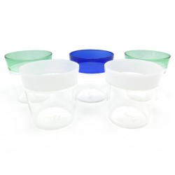 5 VERRES CHRISTIAN DIOR GOBELETS LISERES VERT BLANC BLEU GLASS CUPS 750€