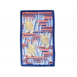 DRAP DE PLAGE HERMES TIGRES SERVIETTE DE BAIN EN COTON BLEU BEACH TOWEL 475€