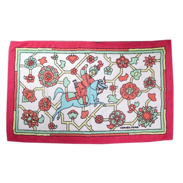 NEUF DRAP DE PLAGE HERMES CHASSE EN INDE SERVIETTE BAIN COTON BEACH TOWEL 475€