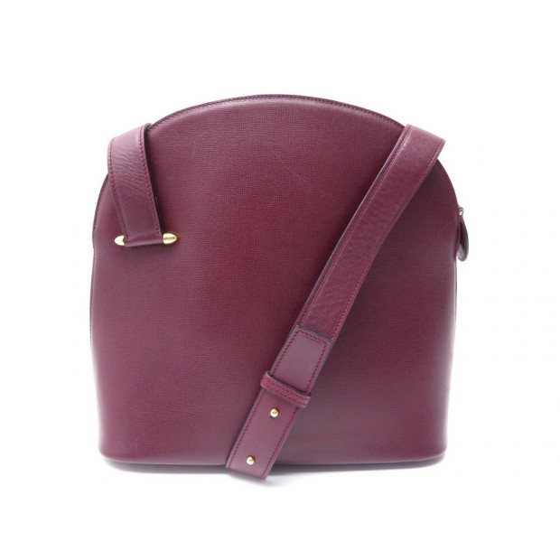 SAC A MAIN MUST DE CARTIER BANDOULIERE EN CUIR BORDEAUX HAND BAG PURSE 1100€