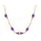 VINTAGE COLLIER CHANEL SAUTOIR 156CM PERLES & PIERRES BLEUES METAL DORE NECKLACE