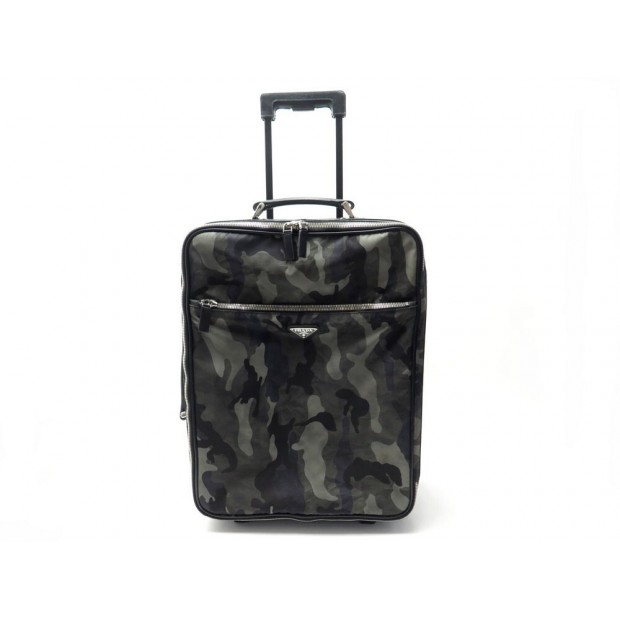 VALISE CABINE PRADA 50CM EN TOILE CAMOUFLAGE VERT MILITAIRE CANVAS TROLLEY 2900€