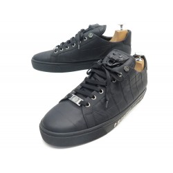 CHAUSSURES PHILIPP PLEIN BASKETS TUSK 44 EN CUIR FACON CROCO NOIR SNEAKERS 730€