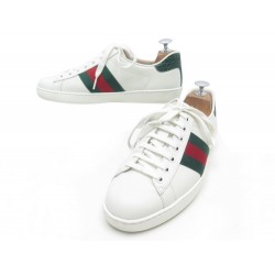 CHAUSSURES GUCCI BASKETS ACE 5 39 EN CUIR BLANC 386750 WHITE LEATHER SHOES 590€
