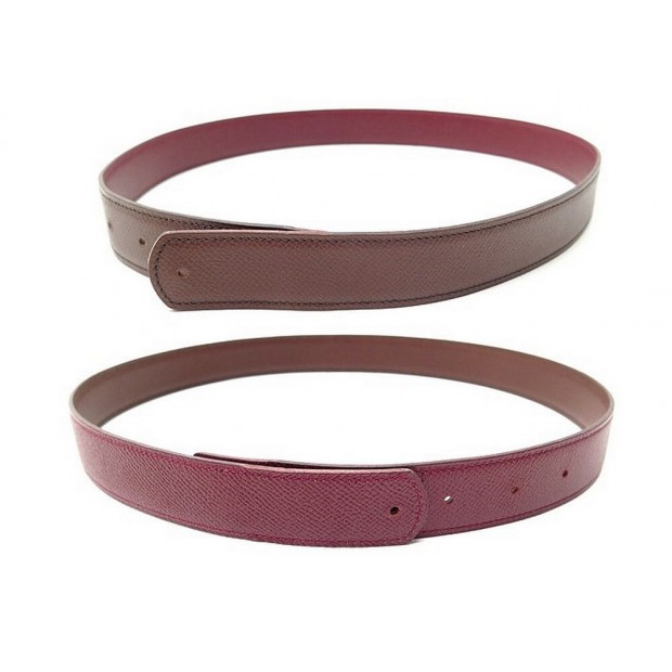 NEUF LIEN DE CEINTURE HERMES 28MM T70 EN CUIR EPSOM BORDEAUX ET MARRON BELT LINK