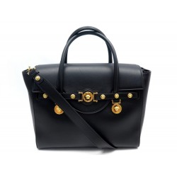 NEUF SAC A MAIN VERSACE SIGNATURE MEDUSA L EN CUIR NOIR BANDOULIERE BAG 2700€