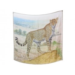 NEUF FOULARD HERMES CARRE WASH 140 ACINONYX JUBATUS DALLET SOIE BOITE SCARF 850€