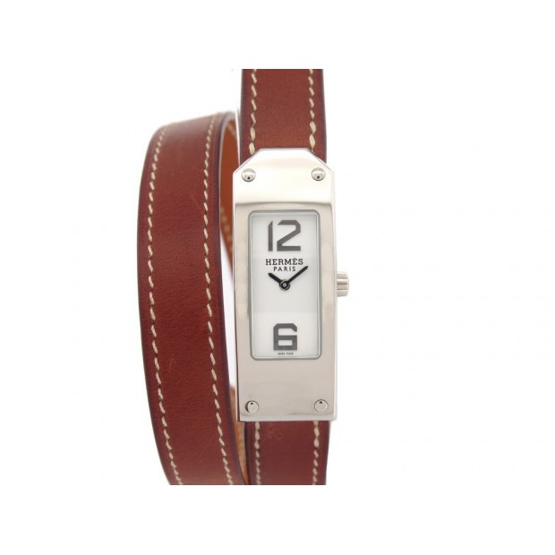 MONTRE HERMES KELLY II DOUBLE TOUR KT1.210 QUARTZ ACIER PALLADIE WATCH 2000€