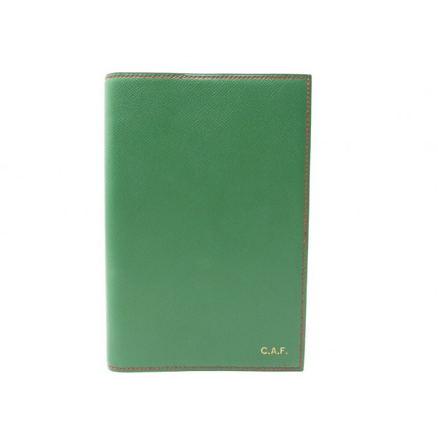 PORTE AGENDA HERMES EN CUIR GRAINE VERT ET ROUGE GREEN LEATHER DIARY HOLDER 303€