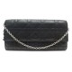 PORTEFEUILLE CHRISTIAN DIOR LADY RENDEZ VOUS CUIR CANNAGE NOIR WALLET WOC 760€