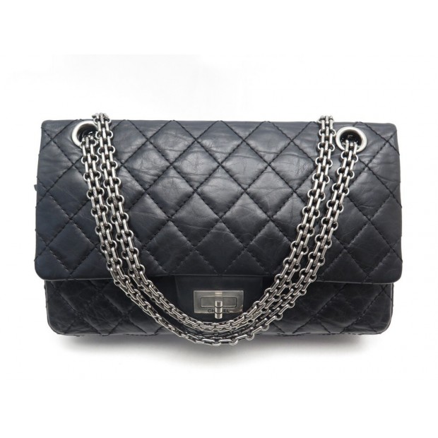 NEUF SAC A MAIN CHANEL 2.55 MEDIUM CUIR MATELASSE NOIR BANDOULIERE NEW BAG 8250€