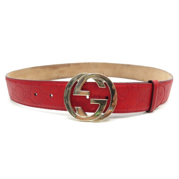 CEINTURE GUCCI SIGNATURE 90 CUIR MONOGRAMME GUCCISSIMA GG 114876 ROUGE BELT 450€