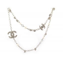 NEUF COLLIER CHANEL SAUTOIR CHAINE LOGO CC EN METAL ARGENTE NEW NECKLACE 2240€