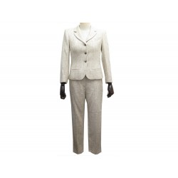 TAILLEUR CHANEL VESTE + PANTALON P21412V12282 S 36 TWEED LIN BEIGE JACKET 6500€