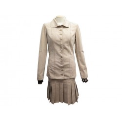 TAILLEUR CHANEL VESTE LONGUE JUPE EN COTON DENIM M 38 P20869 JACKET SKIRT 6500€