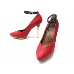 NEUF CHAUSSURES LANVIN ESCARPINS 40 EN CUIR ROUGE + BOITE NEW SHOES 1090€