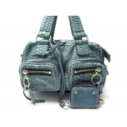 NEUF SAC A MAIN CHLOE BETTY EN CUIR PYTHON BLEU LEATHER NEW HAND BAG PURSE 3645€