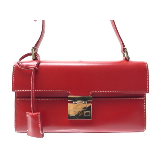 SAC A MAIN GUCCI BAGUETTE 001.4214 EN CUIR ROUGE + POCHON LEATHER HAND BAG 1550€