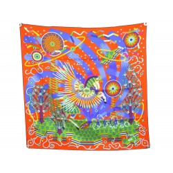 NEUF FOULARD HERMES LA SOURCE DE PEGASE 90 CM EN SOIE ORANGE SILK SCARF 410€