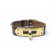 VINTAGE BRACELET HERMES KELLY CUIR COURCHEVEL MARRON 13 A 17 CM LEATHER 390€